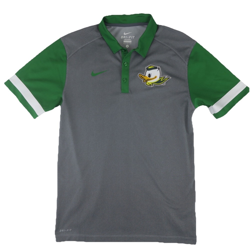 Nike Dri‎ Fit Oregon Ducks Polo Shirt Mens Small Gray Green
